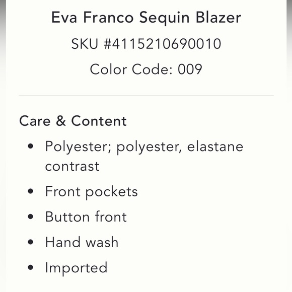 🌟SOLD ⭐️ Anthropologie NWT Eva Franco Sequin Blazer size M. - Picture 7 of 16